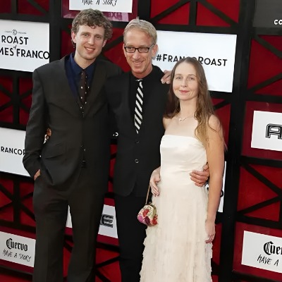 Andy Dick with Lena Sved and their kid at his show. 